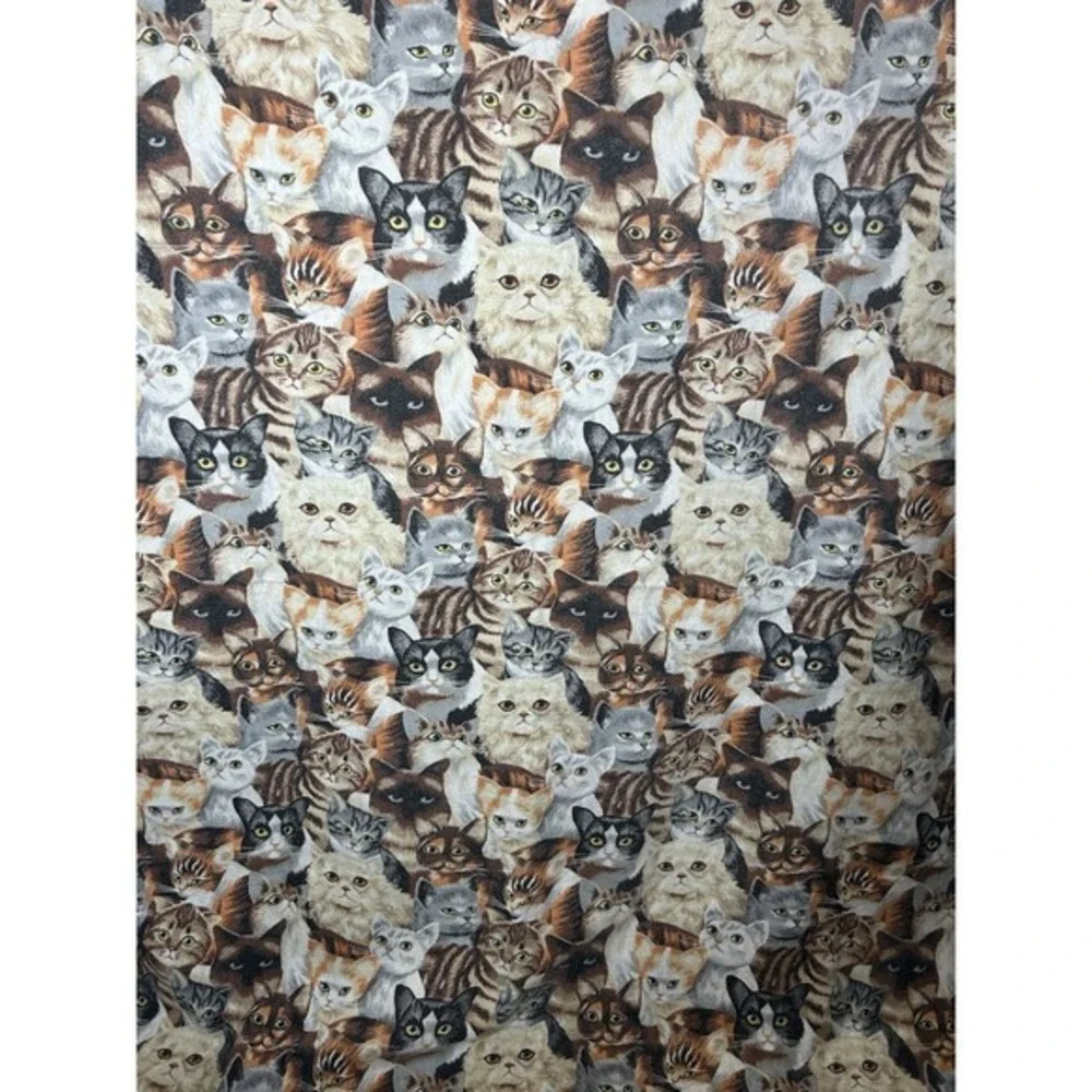 Vintage Woven 86x70 Crazy Cat Lady Tapestry Blanket Comforter‎ Cottage Catcore